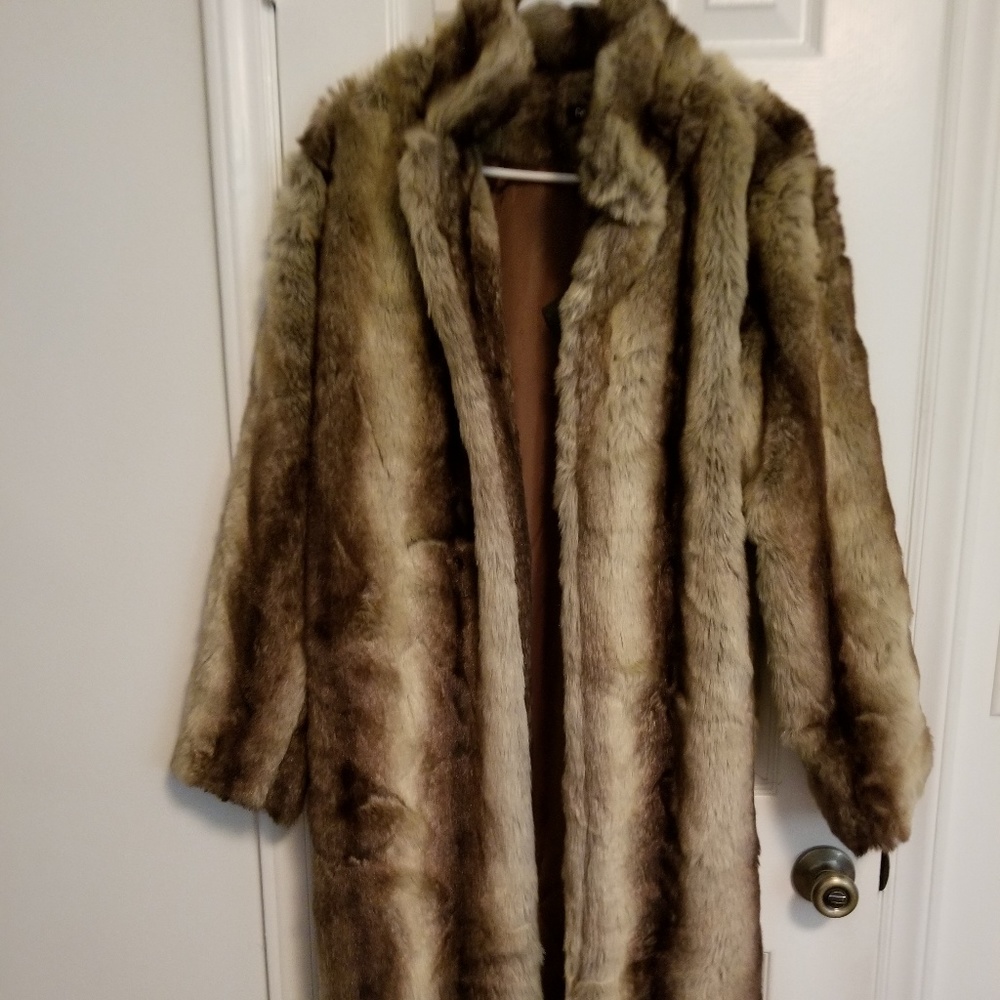 Faux Fur Coat Ultra Soft Full Length Brown